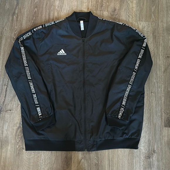 Rare Black Adidas Vetements Anthem Bomber Jacket FTBL Nylon Glanz DP2681 XXL - Picture 1 of 6
